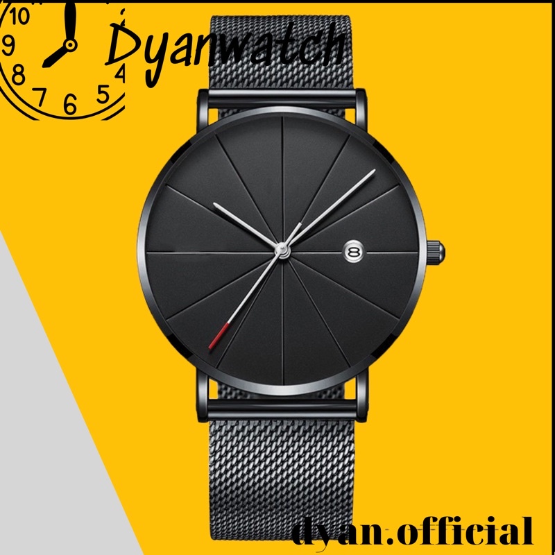 Đồng hồ Dyanwatchshop đeo tay nam  thời trang dây kim loại đồng hồ nam thời trang mặt tròn