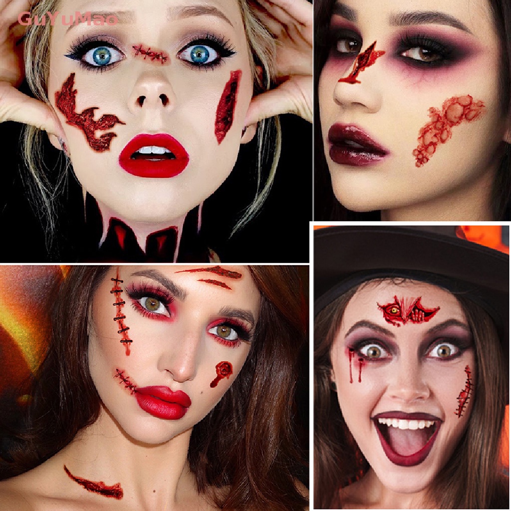 Set 10 Tấm Hình Xăm Dán Vết Sẹo Hóa Trang Halloween