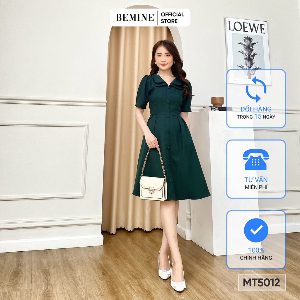 Đầm xoè 2 lá cổ BEMINE MT5012XANH