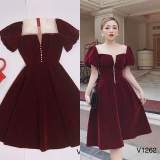 Váy nhung xoè thiết kế cao cấp DVC mã V1262