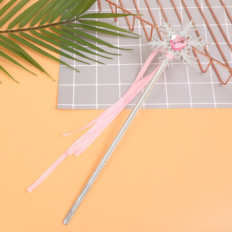 Bộ 2 Món Phụ Kiện Cài Tóc + Đũa Phép + Vương Miện Công Chúa Elsa Thời Trang Cho Bé Gái