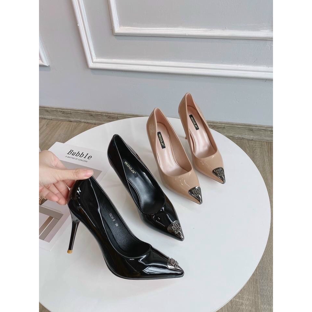 FREESHIP GIÀY CAO GÓT BÍT MŨI NẠM ĐÁ GÓT CAO 8P SANG CHẢNH ND1