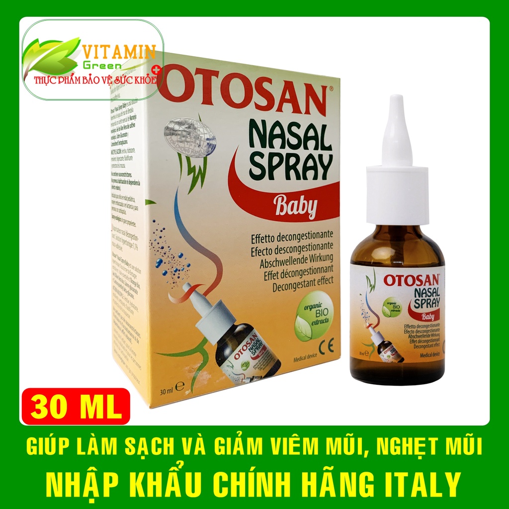 Xịt mũi OTOSAN NASAL SPRAY BABY giúp làm sạch mũi, giảm viêm mũi, nghẹt mũi | Nhập khẩu chính hãng Italy