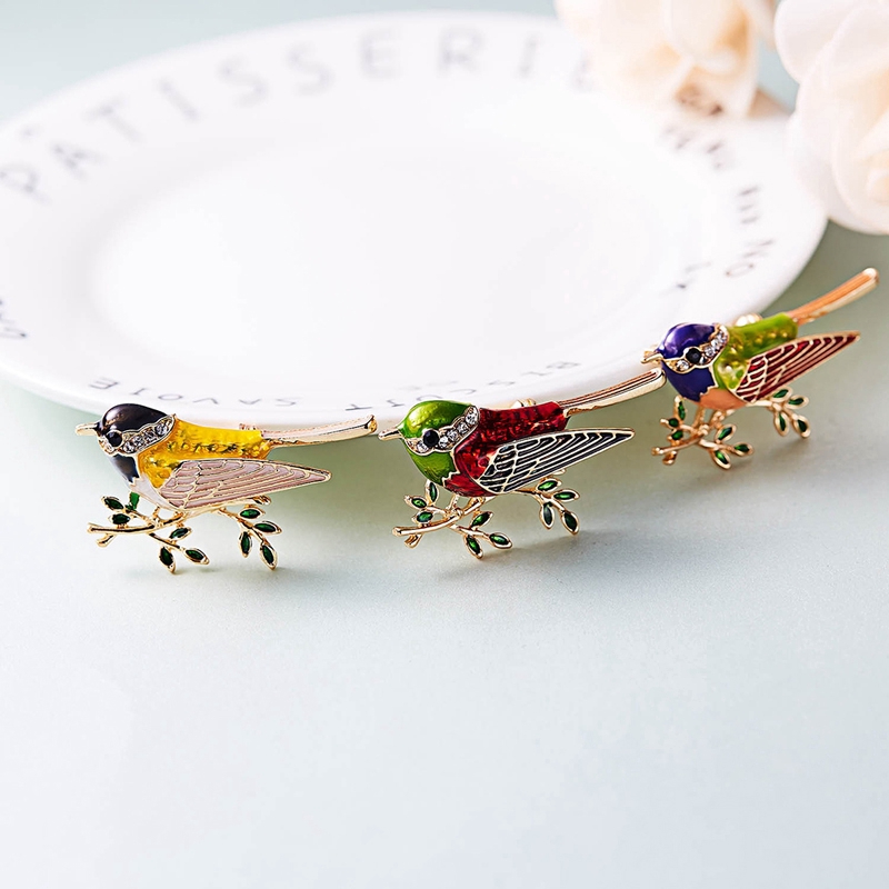 Trâm cài hình chim vàng anh bằng đá thời trang