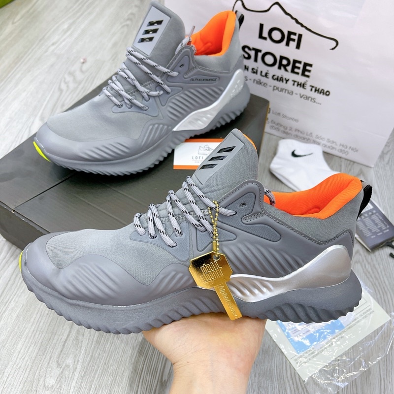 Giày thể thao giày sneaker Alpha bounce xám đế xanh hàng cao cấp