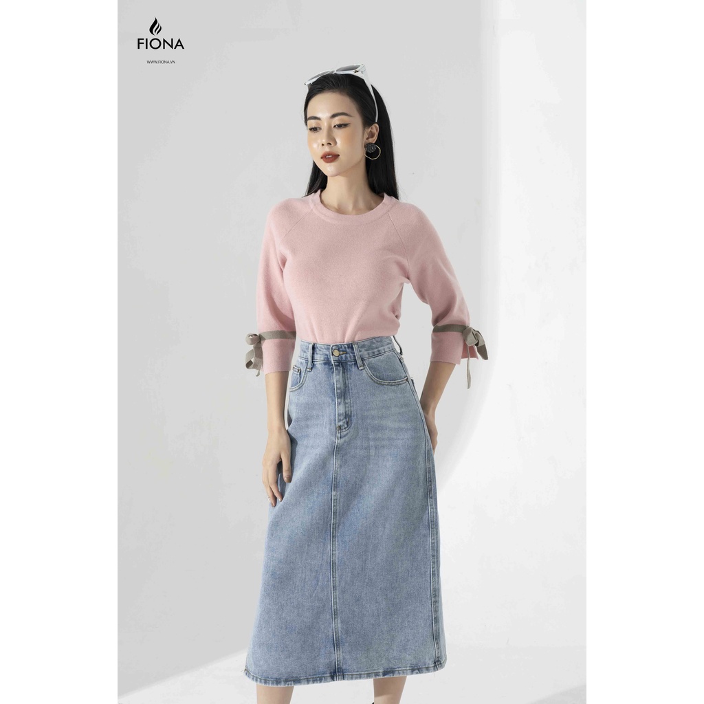 Áo Len Nữ Tay Lỡ FIONA, Áo Nữ Thu Đông Phối Nơ Tay Mã F850747