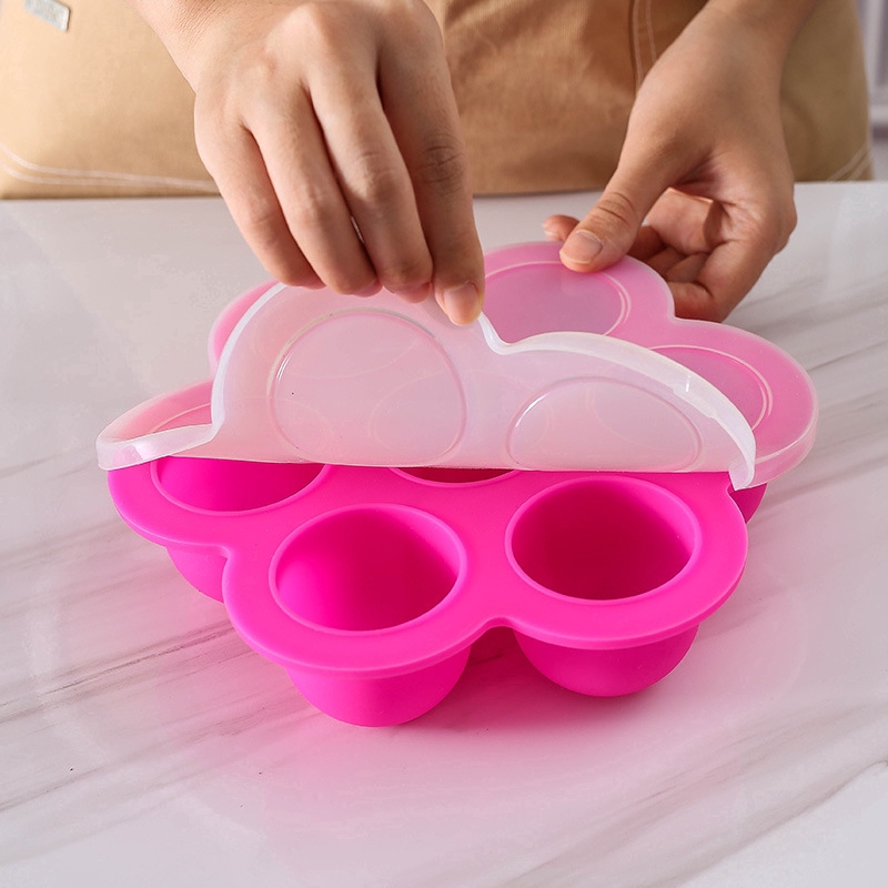 Khay silicon 7 lỗ làm kem đa năng có nắp đậy tiện dụng