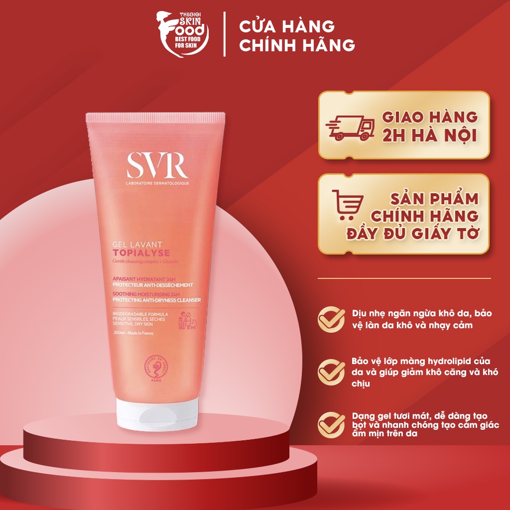 Sữa Rửa Mặt Dạng Gel Không Chứa Xà Phòng Dành Cho Da Khô SVR Topialyse Gel Lavant