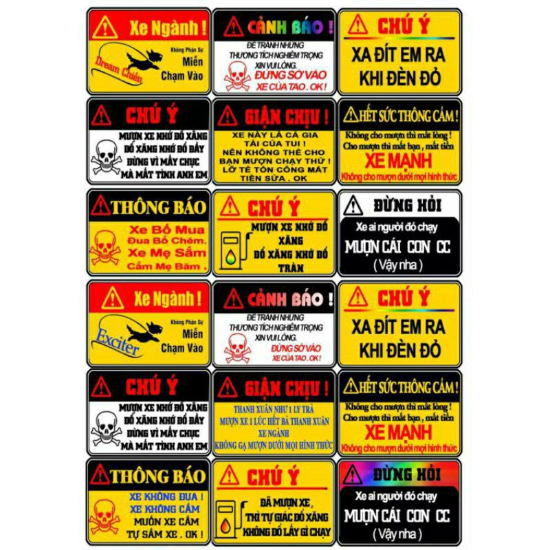 Tem Cảnh Báo Dán xe, mũ , dán trang trí