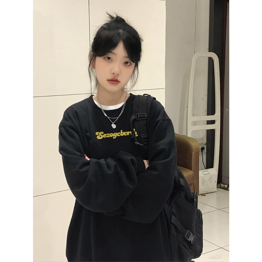 SELVZE Áo hoodie cotton mỏng dáng rộng in họa tiết thời trang chất lượng cao phong cách Mỹ dành cho nữ