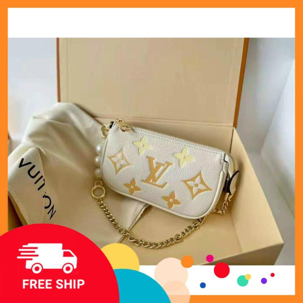 Túi xách - Nữ Kẹp Nách In Họa Tiết Phối Dây Ngọc (hàng siêu cấp)- freeship