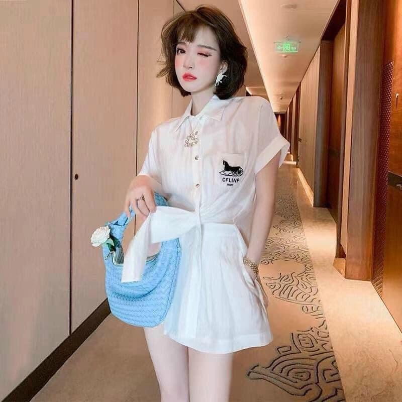 Set Đũi Sơ Mi Đuôi Tôm Túi Ngực + Quần Xếp Ly Ngắn
