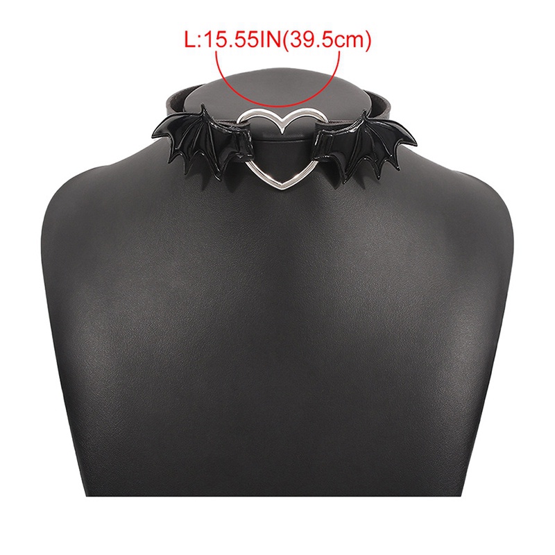 Vòng Cổ Choker Da Mặt Hình Trái Tim Đôi Cánh Phong Cách Gothic Punk Cho Nữ