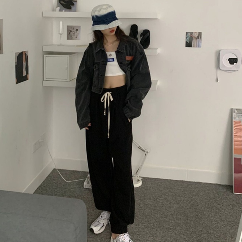 Áo khoác SUXI denim tay dài dáng rộng kiểu retro Hàn Quốc cá tính cho nữ