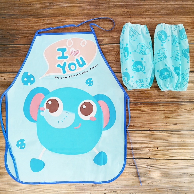 1 Bộ Tạp Dề Vẽ Tranh Tay Dài Chống Nước Cho Bé Trai &amp; Gái