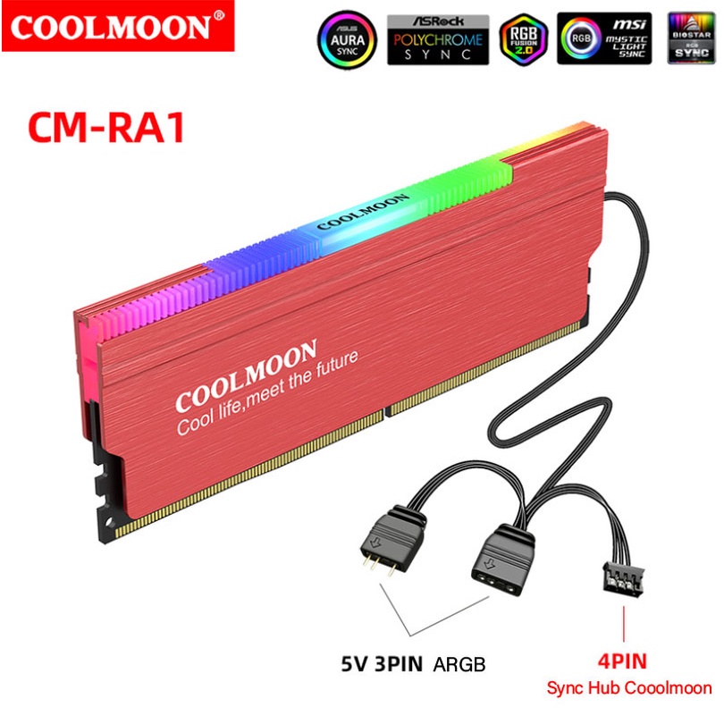 Tản Nhiệt Ram Led RGB Coolmoon RA-1 / Hỗ Trợ Đồng Bộ Hub Coolmoon và Mainboard