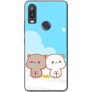 Ốp lưng Vsmart Active 1, Joy 1 in hình Mèo mập nền xanh