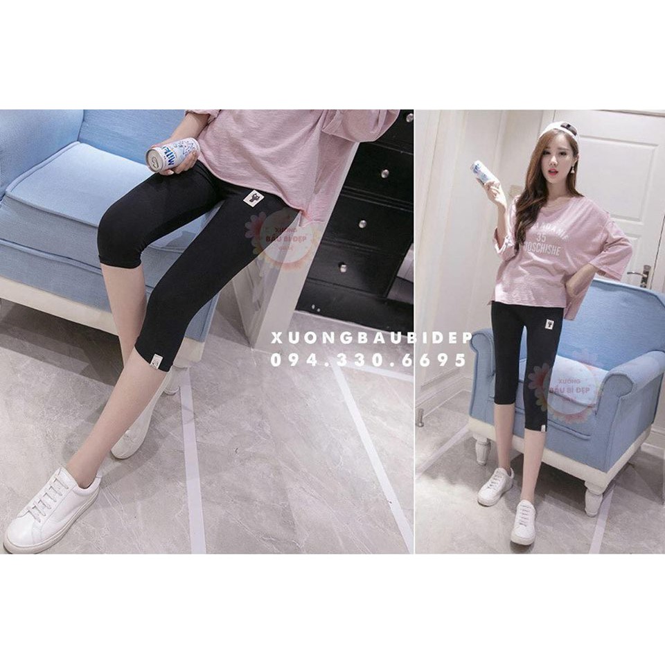 Quần bầu legging lửng cạp chéo mèo QB9011