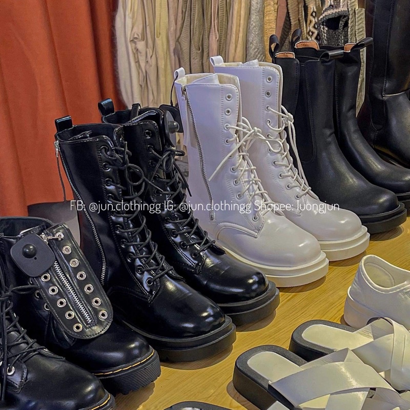 Giày Boot đan dây khoá cạnh 330 - Ảnh chụp thật JUNclothing