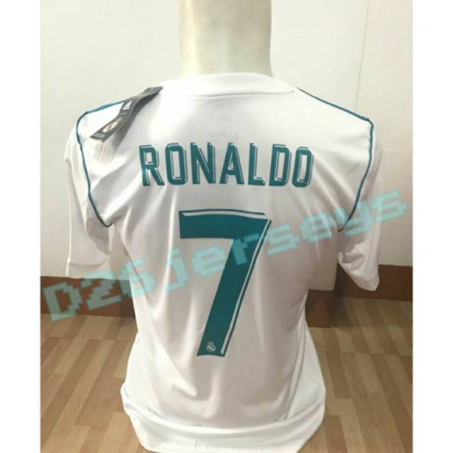 Áo Thun Tay Ngắn In Chữ Real Madrid Jersey Home Final Ucl Kiev 2018 + Nhãn Dán Ucl & Mdt Final