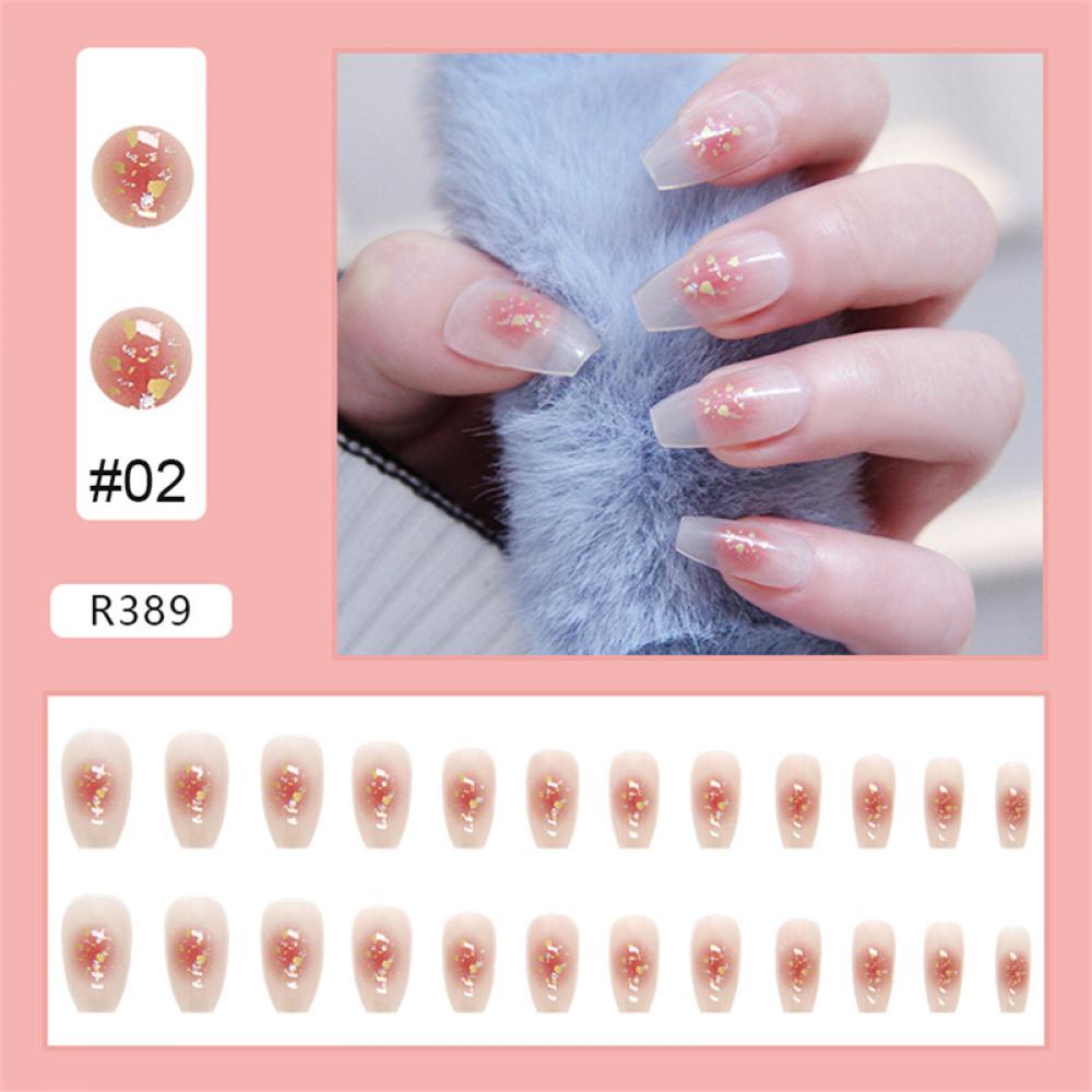Set 24 Móng Tay Giả Nhiều Màu Dễ Thương F6Y9