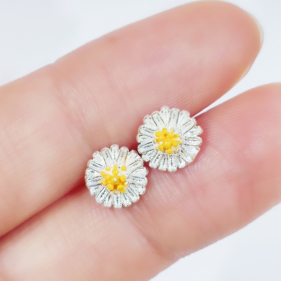 Bông tai bạc Bông Cúc Họa Mi nhỏ bạc ta Van Jewelry V10242