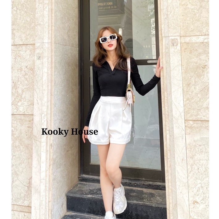 KOOKY HOUSE - ÁO LOHA TOP - Áo croptop tay dài thiết kế chất thun gân cao cấp