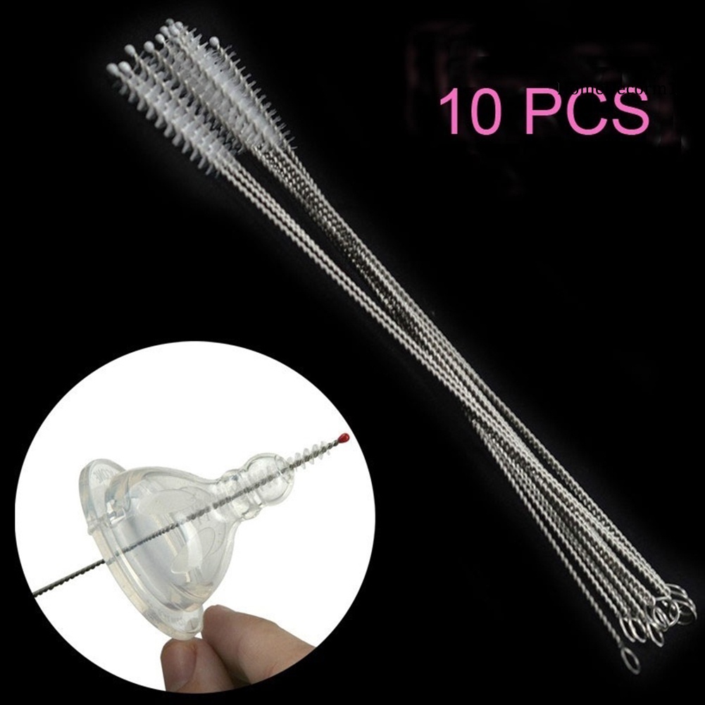 HCS-10Pcs Metal Straw Cleaning Brushes Drinking Pipe Glass Tube Milk Bottle Cleaner