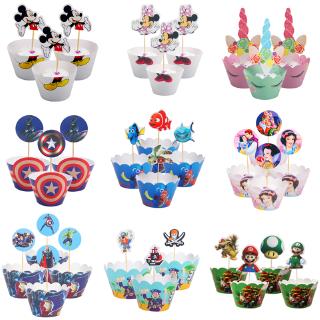 Set 12 Que Cắm Trang Trí Bánh Cupcake Hình Chuột Mickey / Minnie Dễ Thương