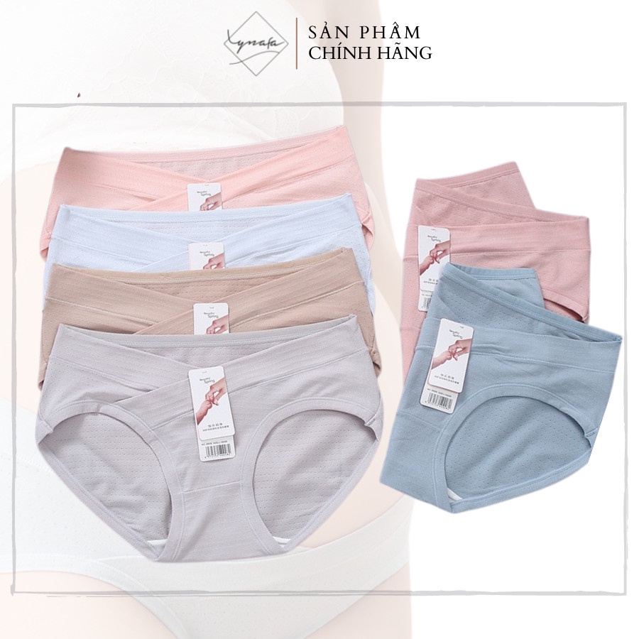 Combo 5 Quần lót bầu Beautiful Spring thông hơi thoáng khí 100% cotton cạp chéo dành cho mẹ bầu và sau sinh