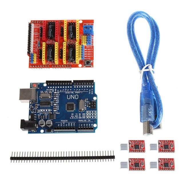Combo Arduino Uno R3 chíp dán + CNC shield V3 + 4 A4988