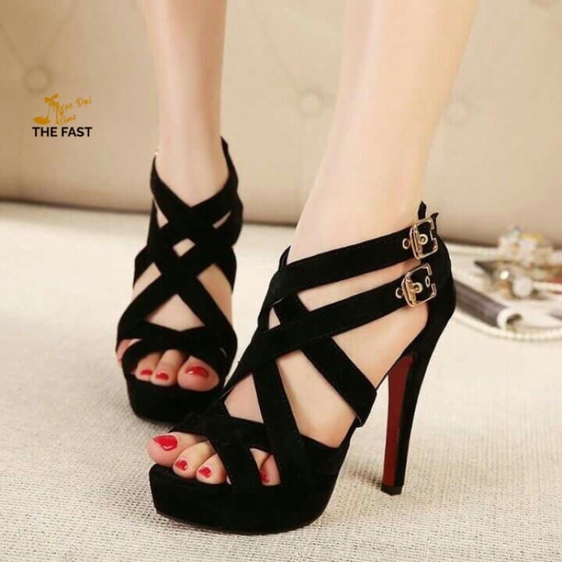 Giày xang đan đúp mũi cao gót kiểu chiến binh NĐ46