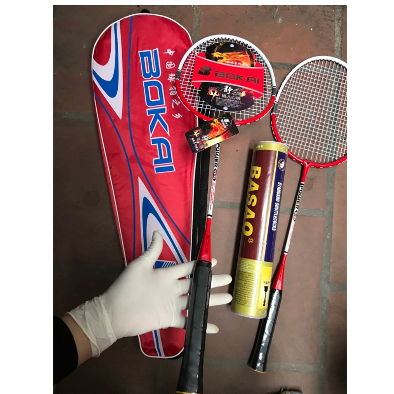 Combo Bộ 2 Cây Vợt Cầu Lông BOKAI 9105 Tặng Ngay Hộp Cầu Ba Sao 10 Quả