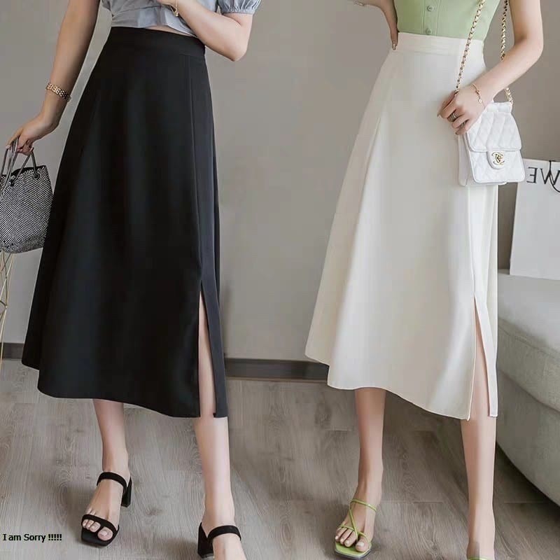 [VÁY HÀN -  GIÁ SÀN] Chân váy dài ulzzang, chân váy A xẻ cạnh, chân váy dài chất liệu tuyết mưa | BigBuy360 - bigbuy360.vn