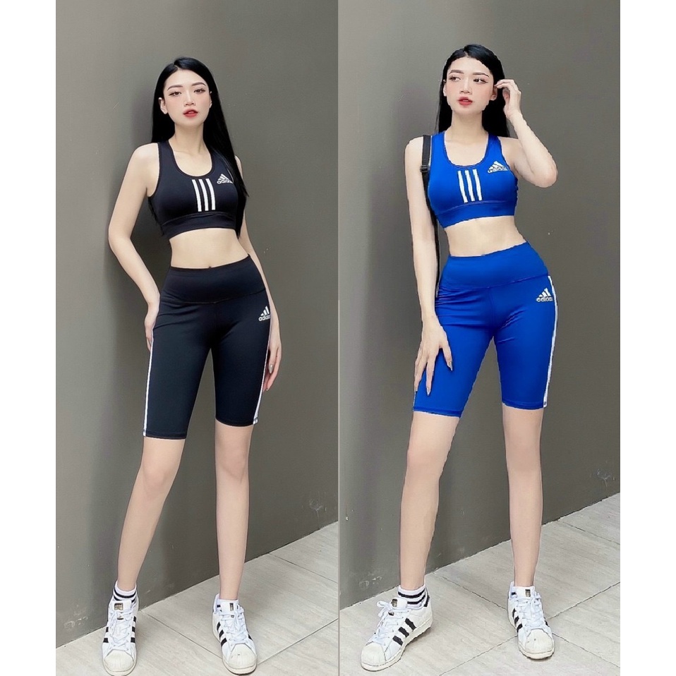 Bộ thể thao nữ adi.das đồ tập aerobic gym yoga zumba áo bra quần lửng tôn dáng che khuyết điểm co dãn tốt
