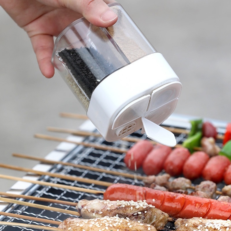 Hũ Nhựa Trong Suốt 4 Ngăn Đựng Gia Vị Có Nắp Đậy Chống Côn Trùng Cho Nhà Bếp