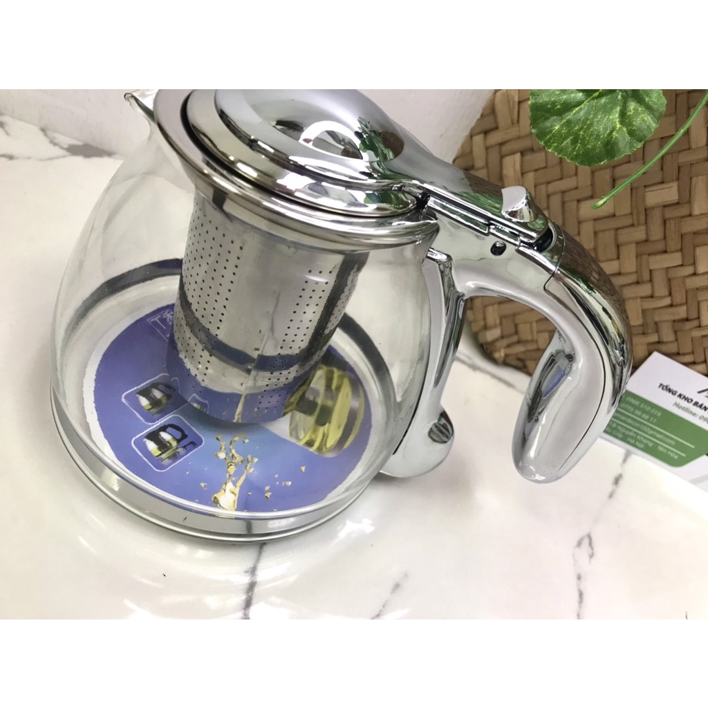Ấm thủy tinh chịu nhiệt cao có lõi lọc pha trà inox AS-265 siêu tiện lợi an toàn cho sức khỏe