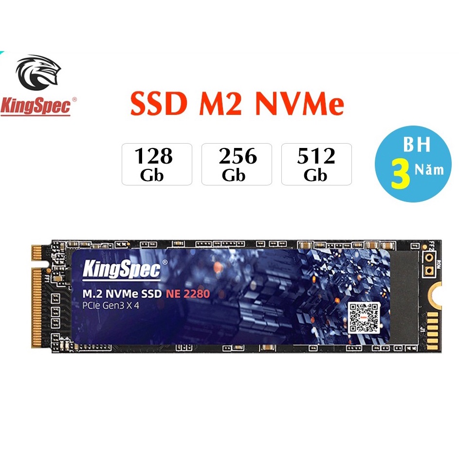 SSD M2 Nvme 128G/256G KINGSPEC NEW 100% FULLBOX HÀNG XỊN ĐẸP TỐC ĐỘ 1800MB/S BH 36T
