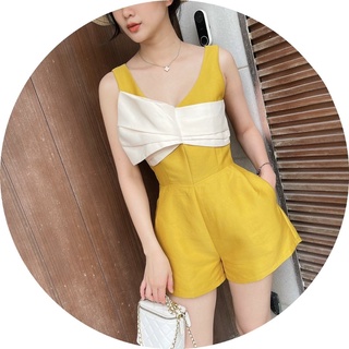 Jump đùi tafta cổ v xếp nơ