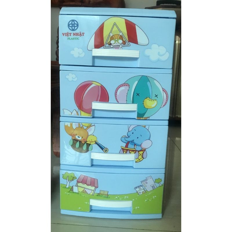 Tủ nhựa Kitty quần áo lót,đồ chơi nhỏ trẻ em Mini 3 tầng/4 tầng Việt nhật