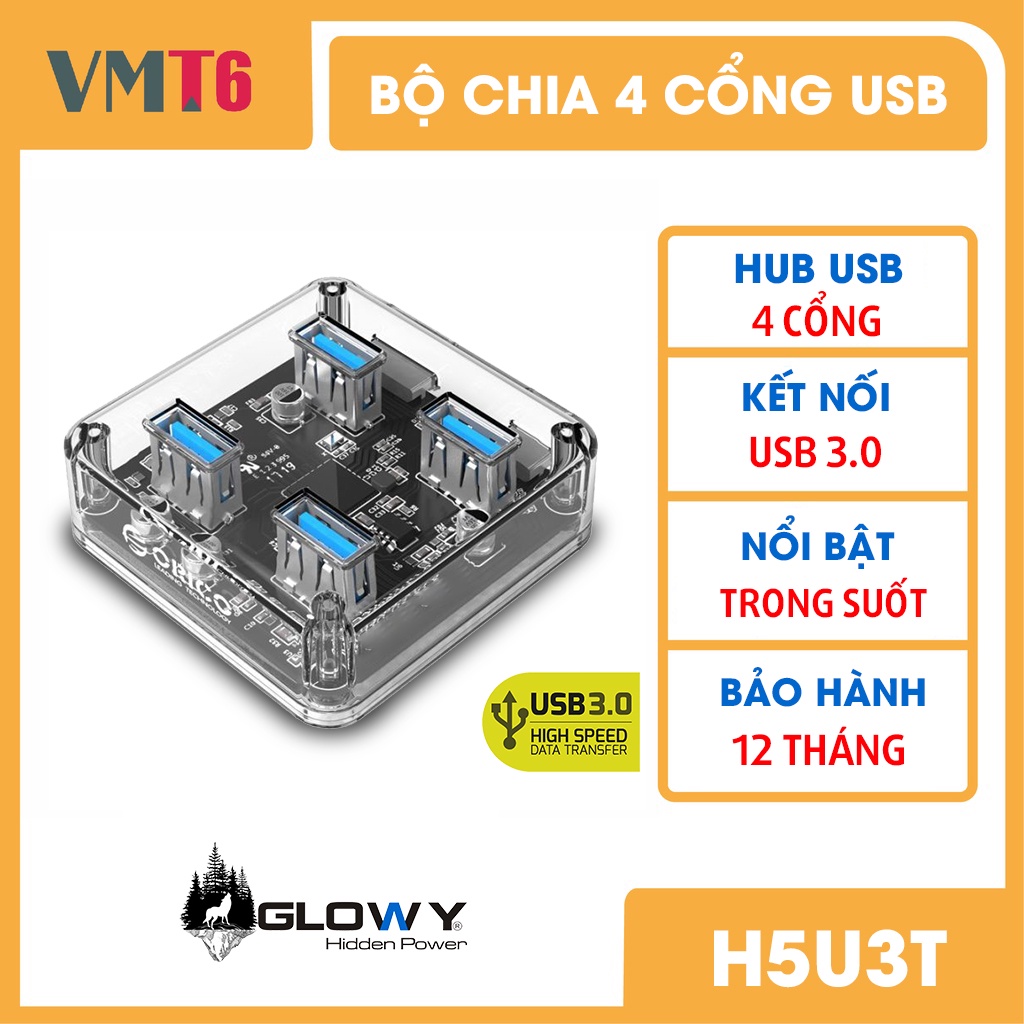 Bộ chia 4 cổng USB - Hub USB Gloway H5U3T - Bảo hành 12 tháng