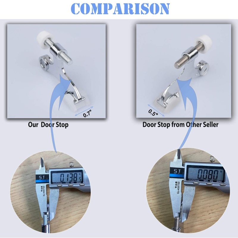 Set 2 Giá Đỡ Chặn Cửa Bằng Hợp Kim Kẽm Chịu Tải Nặng Kèm Thanh Cao Su