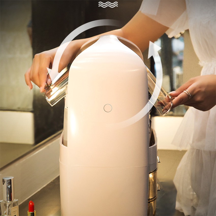 Tủ đựng mỹ phẩm mini đa năng xách tay cao cấp để bàn nhiều ngăn có nắp đậy