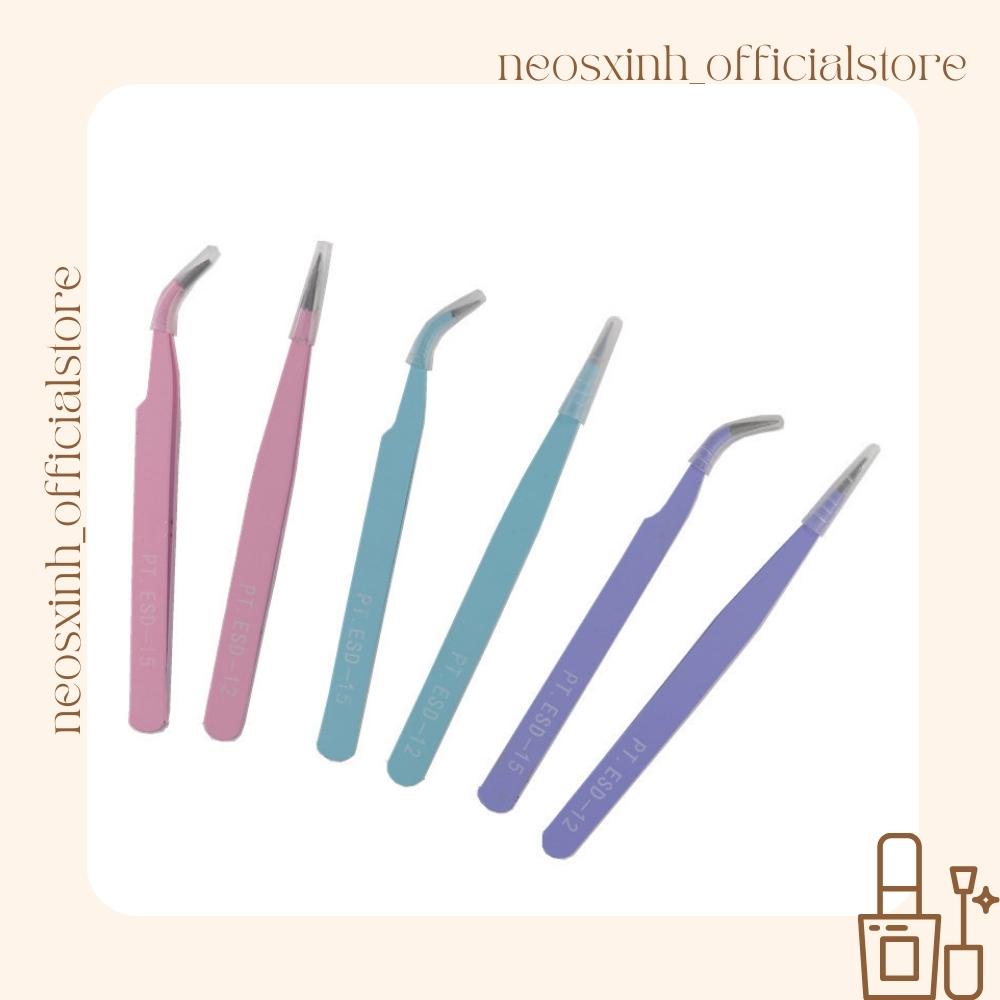 Nhíp Gắp Dài 4 Màu Bộ 2 Cây Bằng Thép Không Gỉ Gắp Mi Giả, Sticker, Linh Kiện, Phụ Kiện Làm Móng - Neosxinh Nails