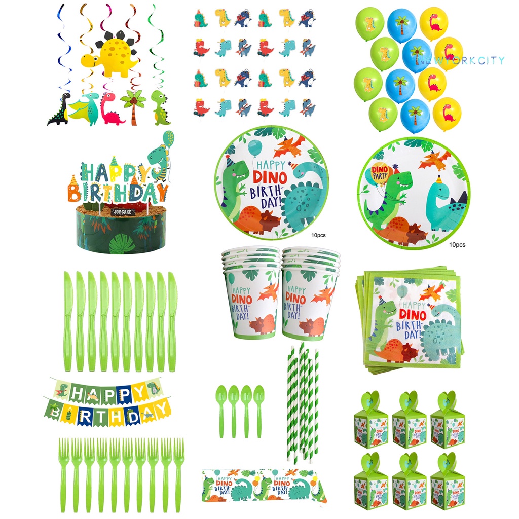 1 Bộ Khăn Trải Bàn Ăn Sử Dụng 1 Lần In Họa Tiết Khủng Long Hoạt Hình Tiện Dụng Cho Tiệc Cưới