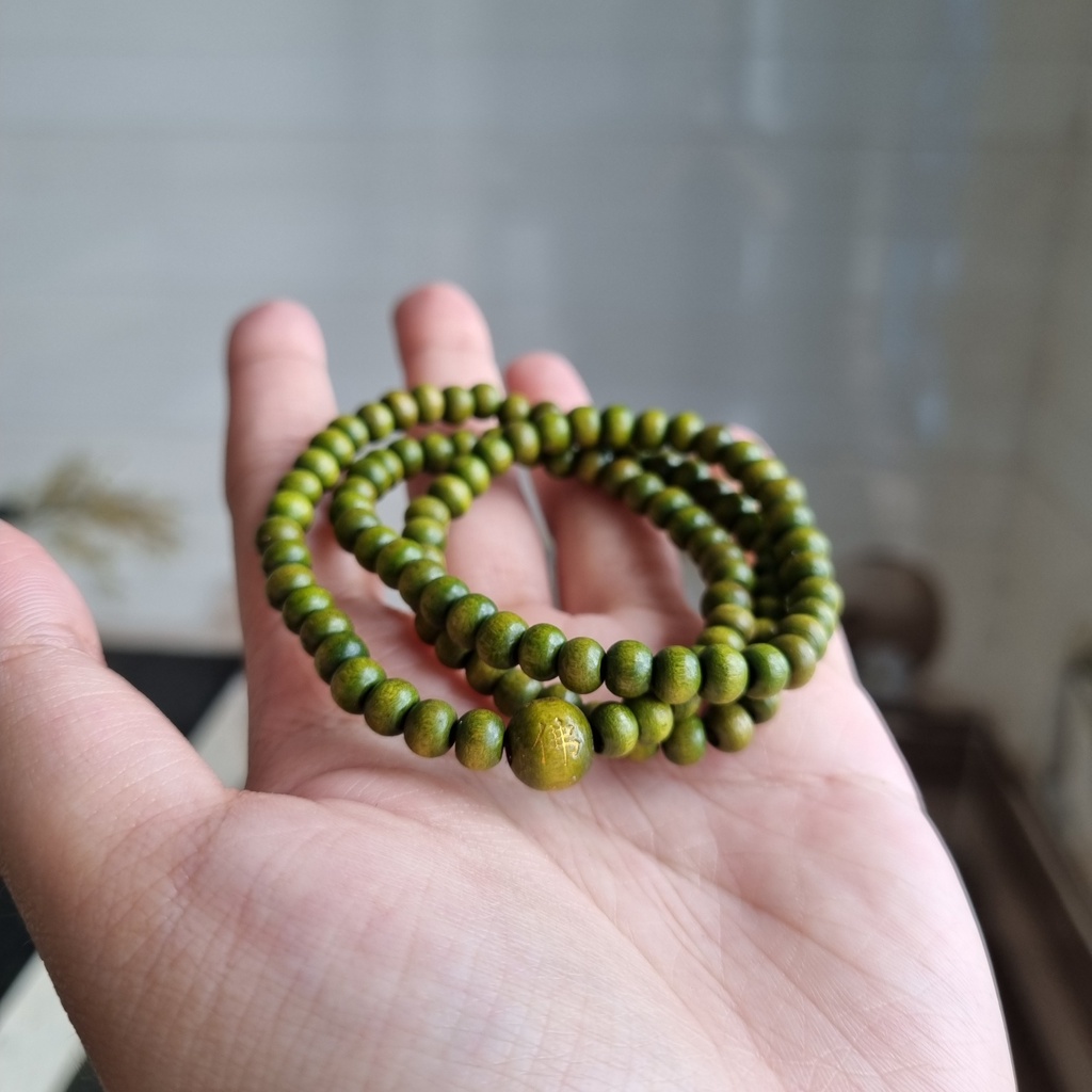 Vòng Tay Chuỗi Hạt Tràng 108 Hạt Gỗ Quấn Tay Ba Vòng Hạt 6 Ly