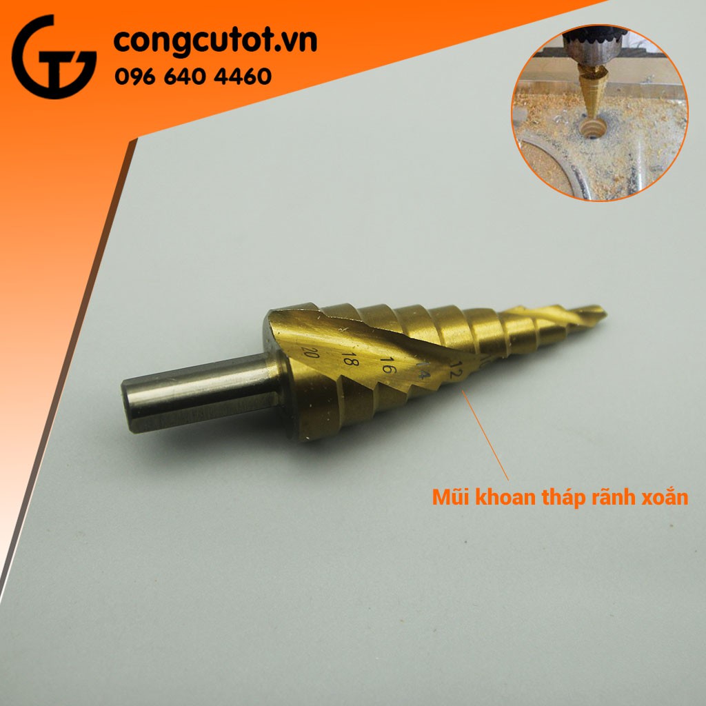 Mũi khoan tháp 4-20 HSS 4241 rãnh xoắn, chuôi tròn