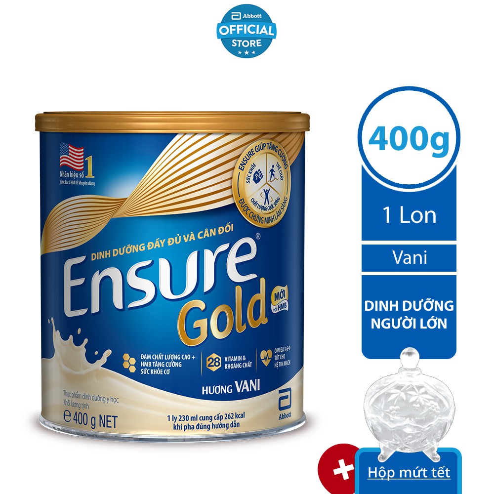 [Tặng 1 hộp mứt] Sữa bột Ensure Gold Vani 400g