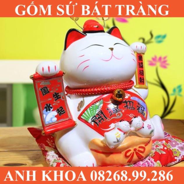 (GIÁ RẺ) Mèo vẫy tay-Tài Lộc Tấn Tới -24cm kèm sạc - Gốm sứ Bát Tràng Anh Khoa