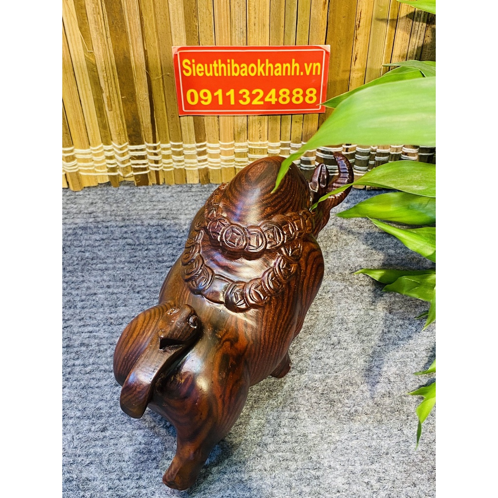 -Tượng bò tót gỗ Trắc cao cấp kt 20*9